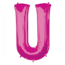 Balon foliowy litera U różowy 83 cm